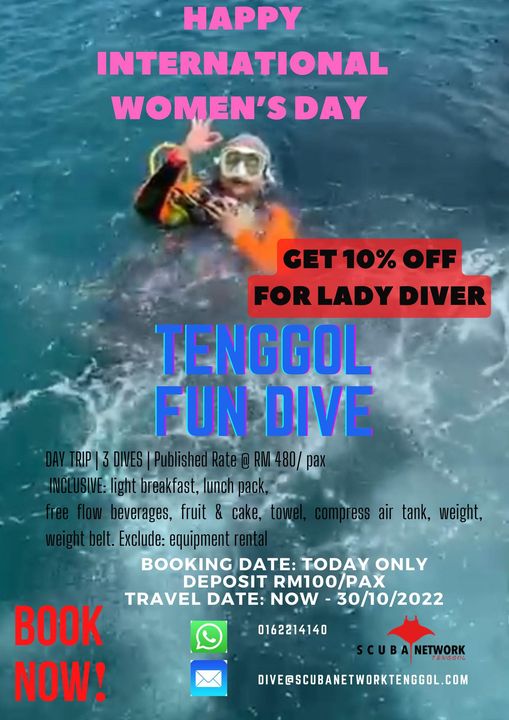 Hey Ladies! Happy International Women’s Day
 Get 10 % off of your Tenggol Dive T…